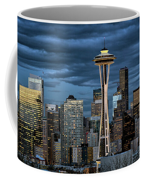 Seattle Coffee Mug featuring the photograph Seattle Night #1 by Robert Fawcett