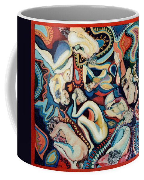 Painting Coffee Mug featuring the painting Secret Thoughts #1 by Kerryn Madsen- Pietsch