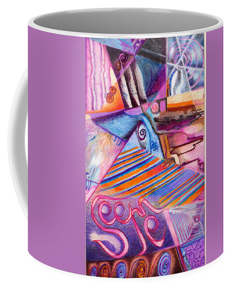 Abstract Imaginary Pink Purple Orange Colored Pencils Coffee Mug featuring the drawing See Me Evaporate by Suzanne Udell Levinger