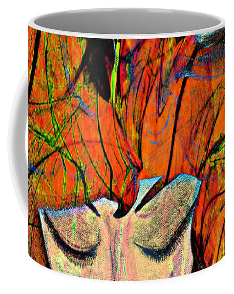 Woman Coffee Mug featuring the mixed media Seeing things #2 by Jolanta Anna Karolska