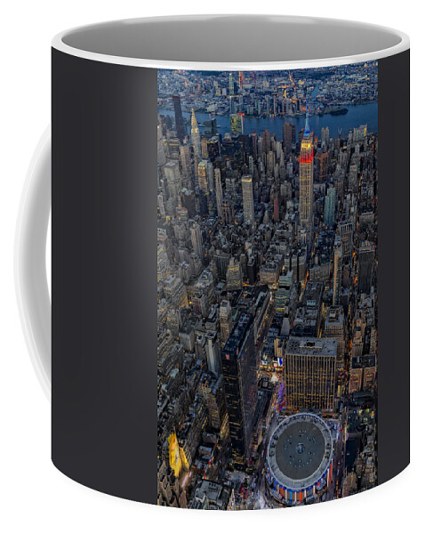 Aerial View Coffee Mug featuring the photograph September 11 NYC Tribute by Susan Candelario
