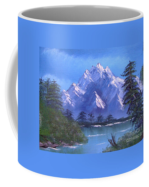 Skies Coffee Mug featuring the painting Shadowed Mountain Lake #2 by Marianne NANA Betts