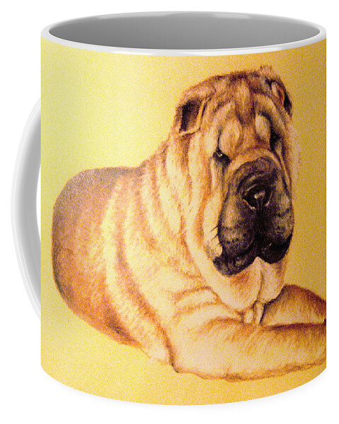 Sharpei Coffee Mug featuring the pastel Sharpei by Larry Whitler