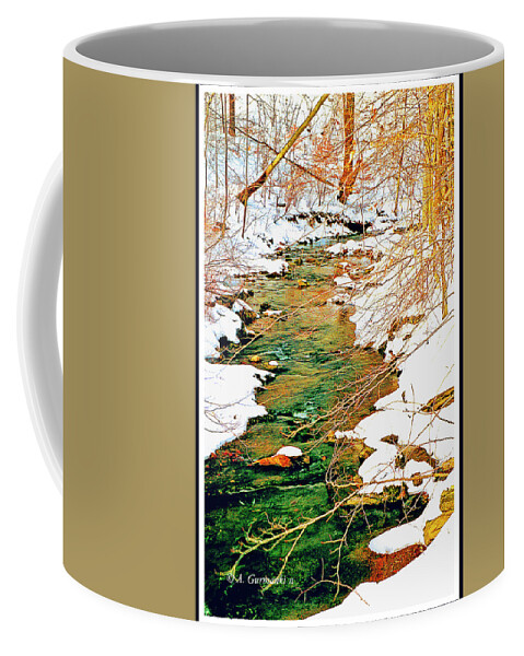 Woods Coffee Mug featuring the digital art Snow Covered Stream Banks Digital Art #1 by A Macarthur Gurmankin