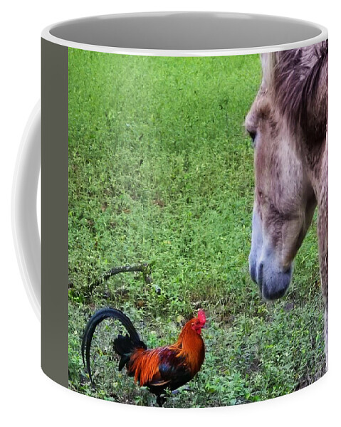 Rooster Coffee Mug featuring the photograph Standoff #2 by Jan Gelders