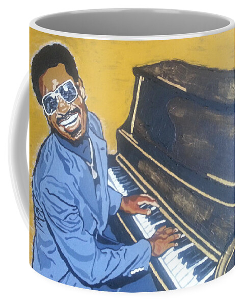 Stevie Wonder Coffee Mug featuring the painting Stevie Wonder #1 by Rachel Natalie Rawlins