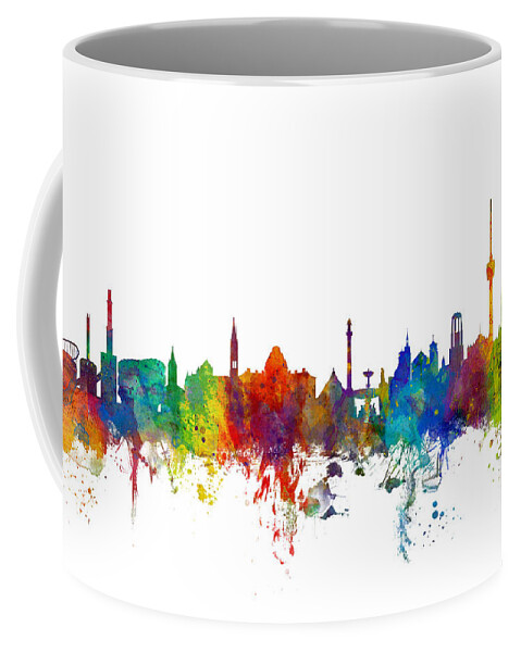City Skyline Coffee Mug featuring the digital art Stuttgart Germany Skyline by Michael Tompsett