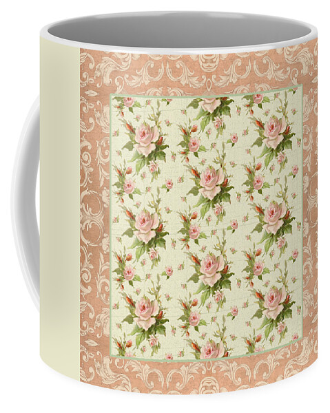 Victorian Cottage Coffee Mug featuring the painting Summer at Cape May - Aged Modern Roses Pattern #1 by Audrey Jeanne Roberts