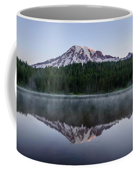 Sunrise Coffee Mug featuring the digital art The Reflection Lake by Michael Lee