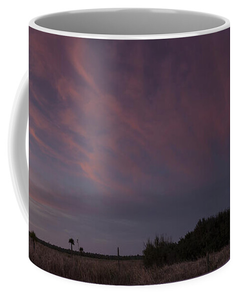 Panorama Coffee Mug featuring the photograph Sunset over the wetlands #1 by David Watkins
