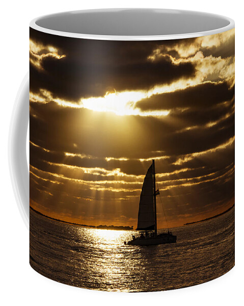 Sunset Coffee Mug featuring the photograph Sunset Sail 2 #1 by Bob Slitzan