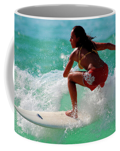 Surfing Coffee Mug featuring the photograph Surfing #1 by Mariel Mcmeeking