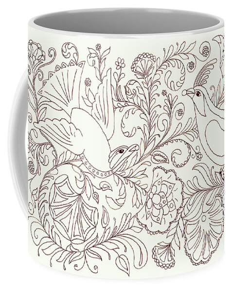Birds Coffee Mug featuring the painting Tapestry #1 by Emily Blackwolf