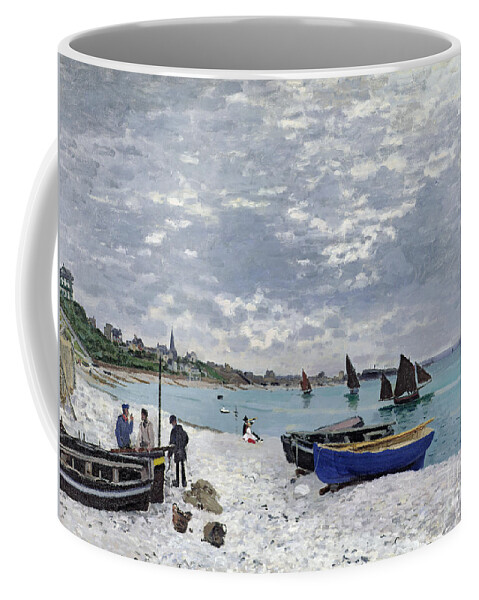 Coastal;french;rowing Boat;sailing;sainte Adresse; Boats Coffee Mug featuring the painting The Beach at Sainte Adresse by Claude Monet