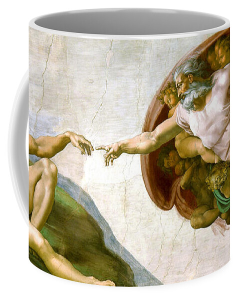 Michelangelo Coffee Mug featuring the painting The Creation Of Adam by Michelangelo