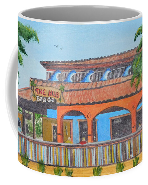 The Hub Coffee Mug featuring the painting The Hub On Siesta Key #1 by Lloyd Dobson