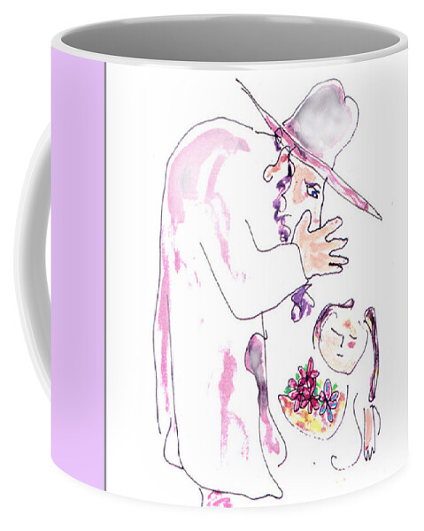 Grandfather Coffee Mug featuring the drawing The Secret by Michael A Klein