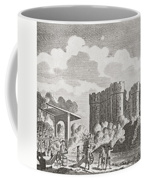Welsh Coffee Mug featuring the drawing The Storming Of The Bastille, Paris #1 by Vintage Design Pics