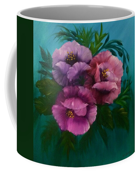 Poppies Coffee Mug featuring the painting Three's Company by Marlene Little