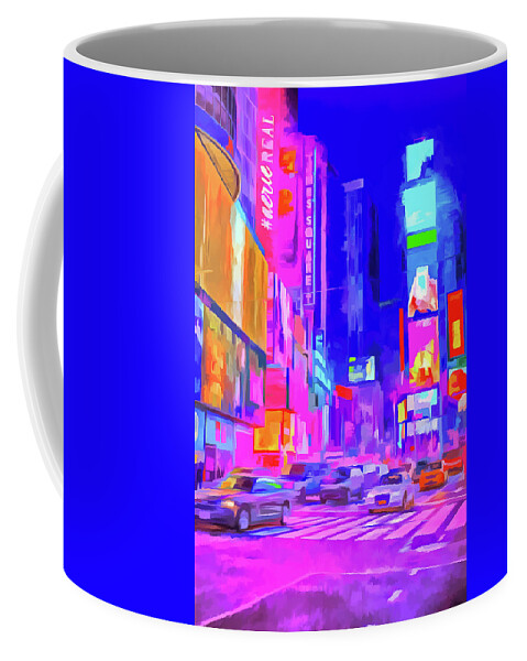 Times Square Art Coffee Mug featuring the photograph Times Square Pop Art #1 by David Pyatt