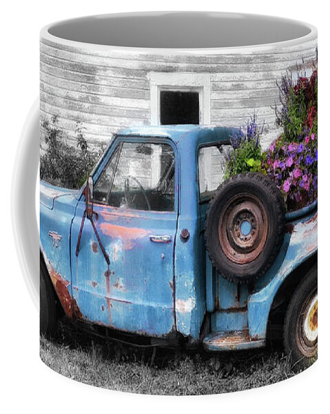 Vintage Truck Coffee Mug featuring the photograph Truckbed Bouquet #1 by Andrea Platt