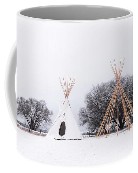 Tipis Coffee Mug featuring the photograph Two Tipis #1 by Angela Moyer