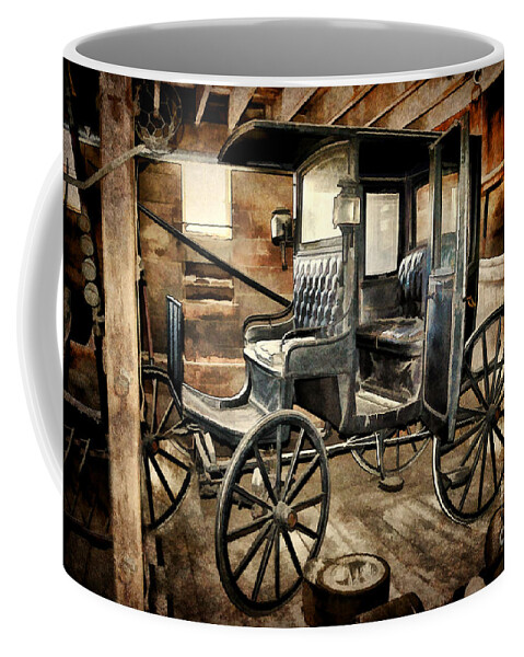 Carriage Coffee Mug featuring the painting Vintage Horse Drawn Carriage by Judy Palkimas