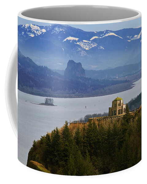 Vista House In Winter Coffee Mug featuring the photograph Vista House in Winter by John Christopher