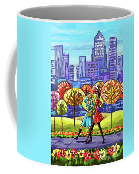 Walking In The Park Coffee Mug featuring the painting Walking in the park #1 by Tim Gilliland