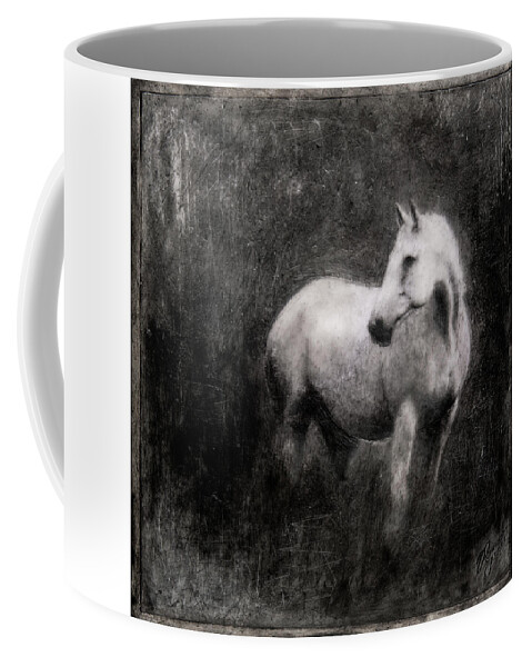 Horse Coffee Mug featuring the mixed media White Horse #1 by Roseanne Jones