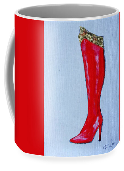 Wonder Woman Coffee Mug featuring the painting Wonder Woman's Boot by Holly Picano