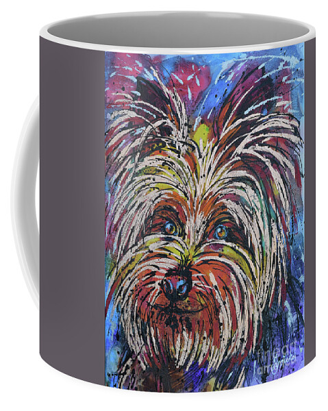 Yorkshire Terrier Coffee Mug featuring the painting Yorkshire Terrier by Jyotika Shroff
