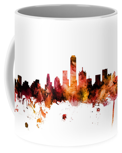 United States Coffee Mug featuring the digital art Dallas Texas Skyline by Michael Tompsett