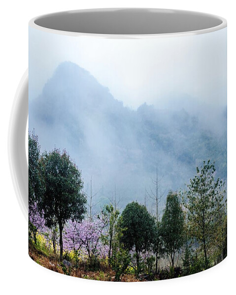 Nature Coffee Mug featuring the photograph Mountains scenery in the mist #10 by Carl Ning