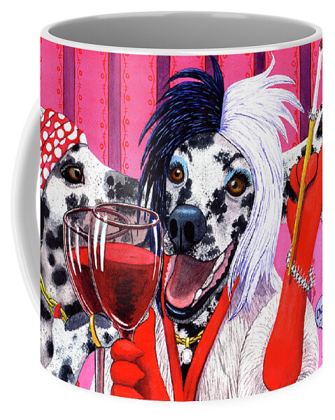 Dog Coffee Mug featuring the painting 101 Reasons to keep wining by Catherine G McElroy