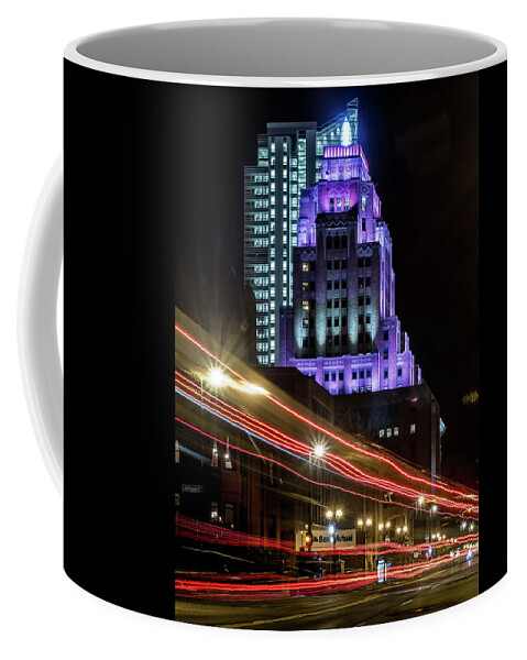 Milwaukee Downtown Coffee Mug featuring the photograph 10.3.2017 Bus route #1032017 by Kristine Hinrichs