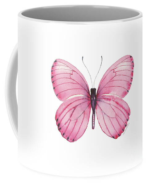 Pink Butterfly Coffee Mug featuring the painting 106 Pink Marcia Butterfly by Amy Kirkpatrick