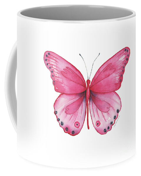 Pink Butterfly Coffee Mug featuring the painting 107 Pink Genus Butterfly by Amy Kirkpatrick