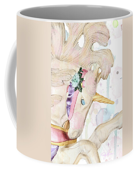 Horse Coffee Mug featuring the mixed media 10881 Unicorn by Pamela Williams