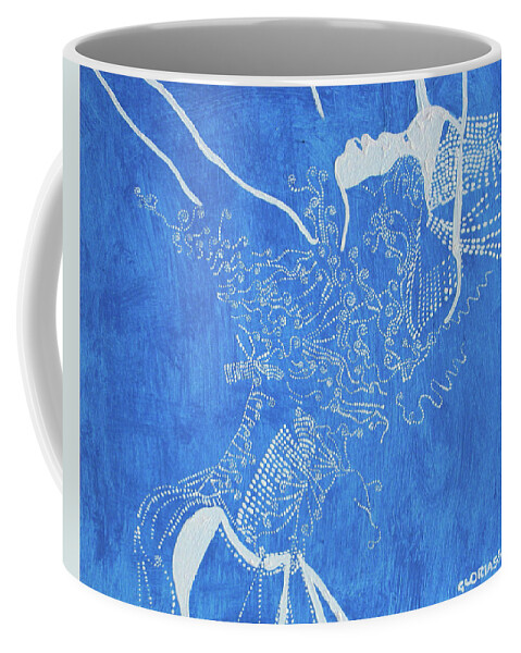 Jesus Coffee Mug featuring the painting Dinka in Blue South Sudan #11 by Gloria Ssali