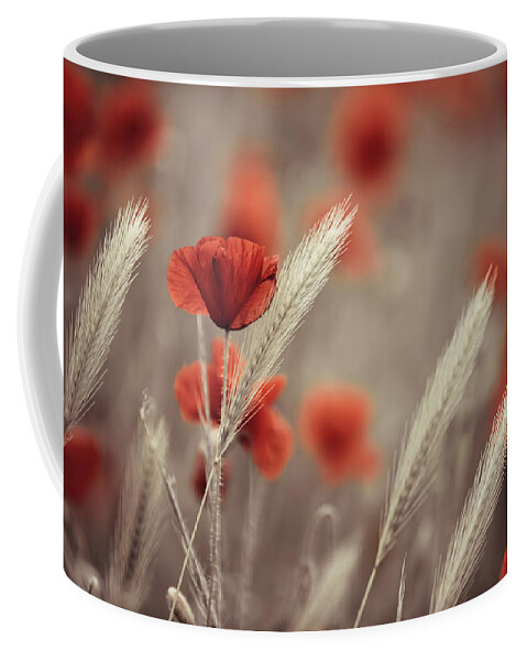 Poppy Coffee Mug featuring the photograph Summer Poppy Meadow #11 by Nailia Schwarz