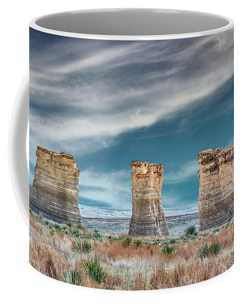 Kansas Coffee Mug featuring the photograph 11049 Monument Rocks by Pamela Williams
