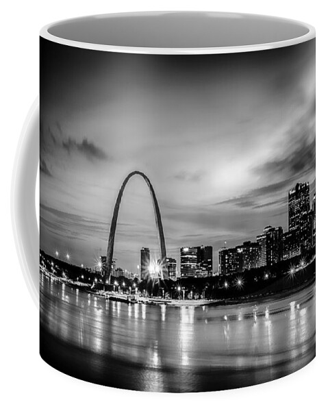 Arc Coffee Mug featuring the photograph City of St. Louis skyline. Image of St. Louis downtown with Gate #12 by Alex Grichenko