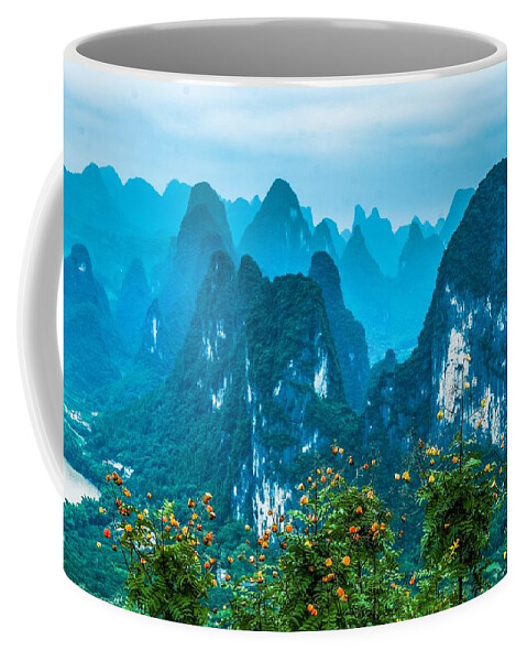 Karst Coffee Mug featuring the photograph Karst mountains landscape #12 by Carl Ning