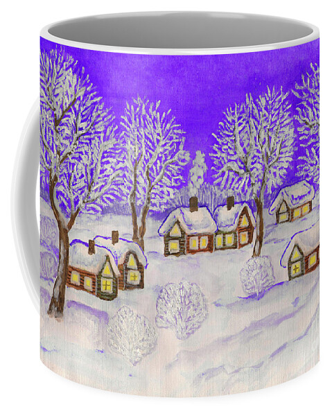 Art Coffee Mug featuring the painting Winter landscape, painting #12 by Irina Afonskaya
