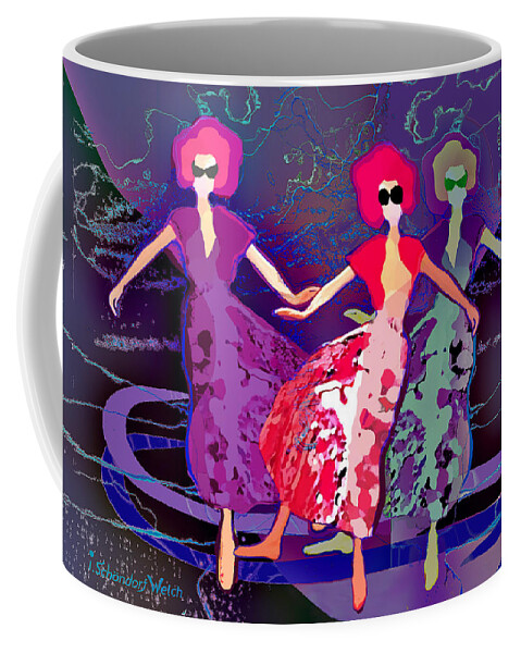 1227 Coffee Mug featuring the painting 1227 Dusk dancers by Irmgard Schoendorf Welch