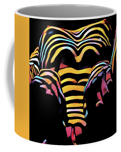 Aroused Coffee Mug featuring the digital art 1276s-AK Aroused Woman Zebra Striped Body rendered in Composition style by Chris Maher