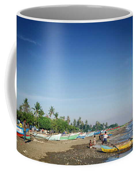 Asia Coffee Mug featuring the photograph Traditional Fishing Boats On Dili Beach In East Timor Leste #13 by JM Travel Photography