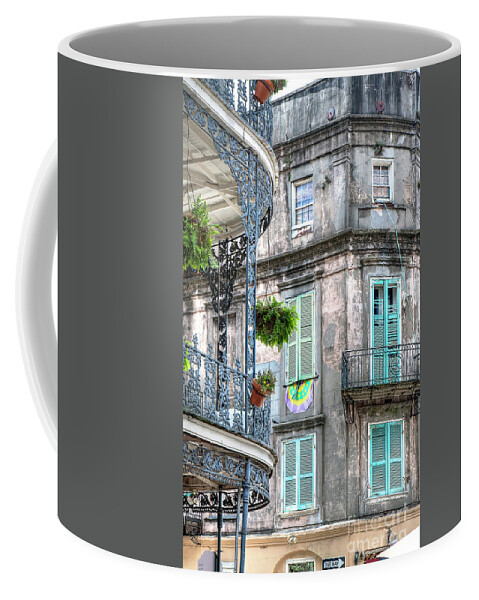 French Coffee Mug featuring the photograph 1358 French Quarter Balconies by Steve Sturgill