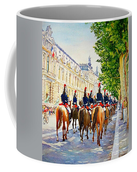 Paris Coffee Mug featuring the painting 14 Juillet - Garde Nationale - Paris - France by Francoise Chauray